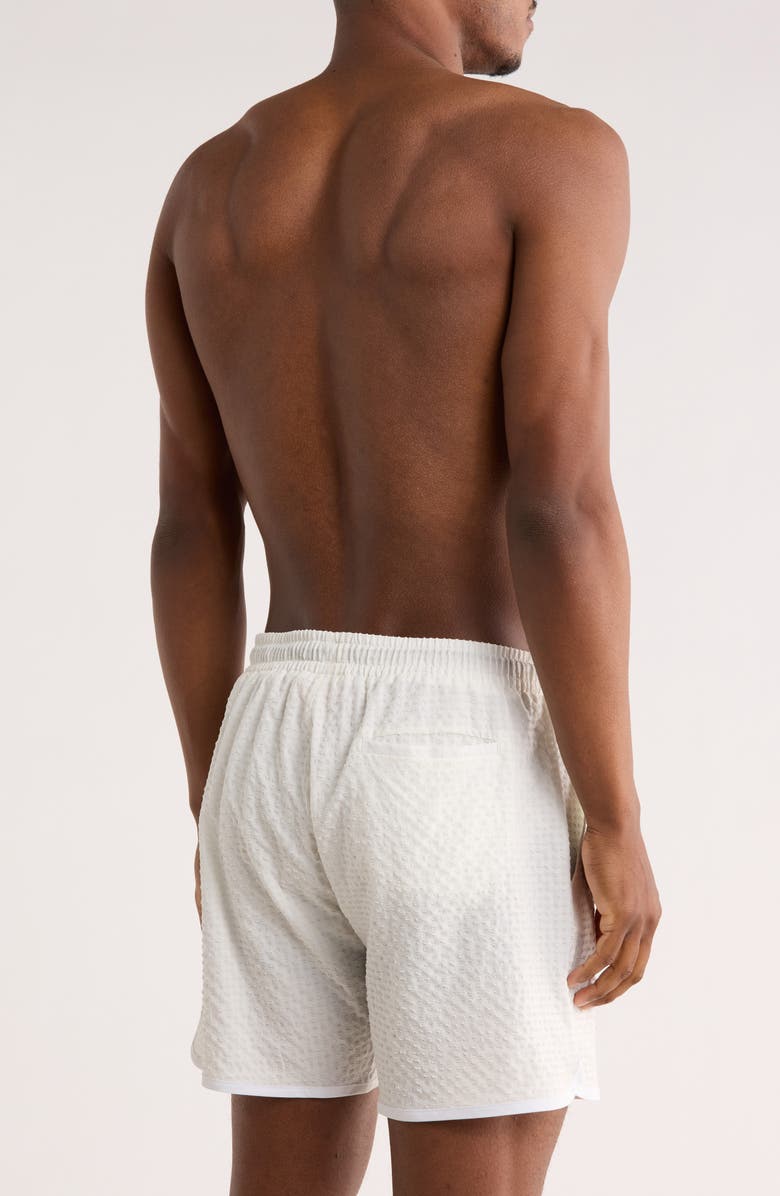 BOSS Chaffle Swim Trunks, Alternate, color, White