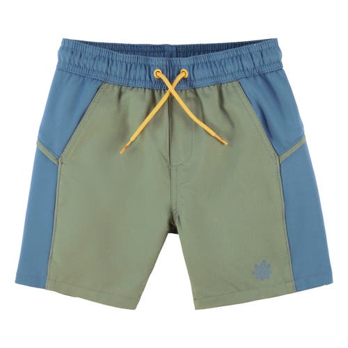 Uv Skinz Active Swim Trunks In Lily Pad/baltic