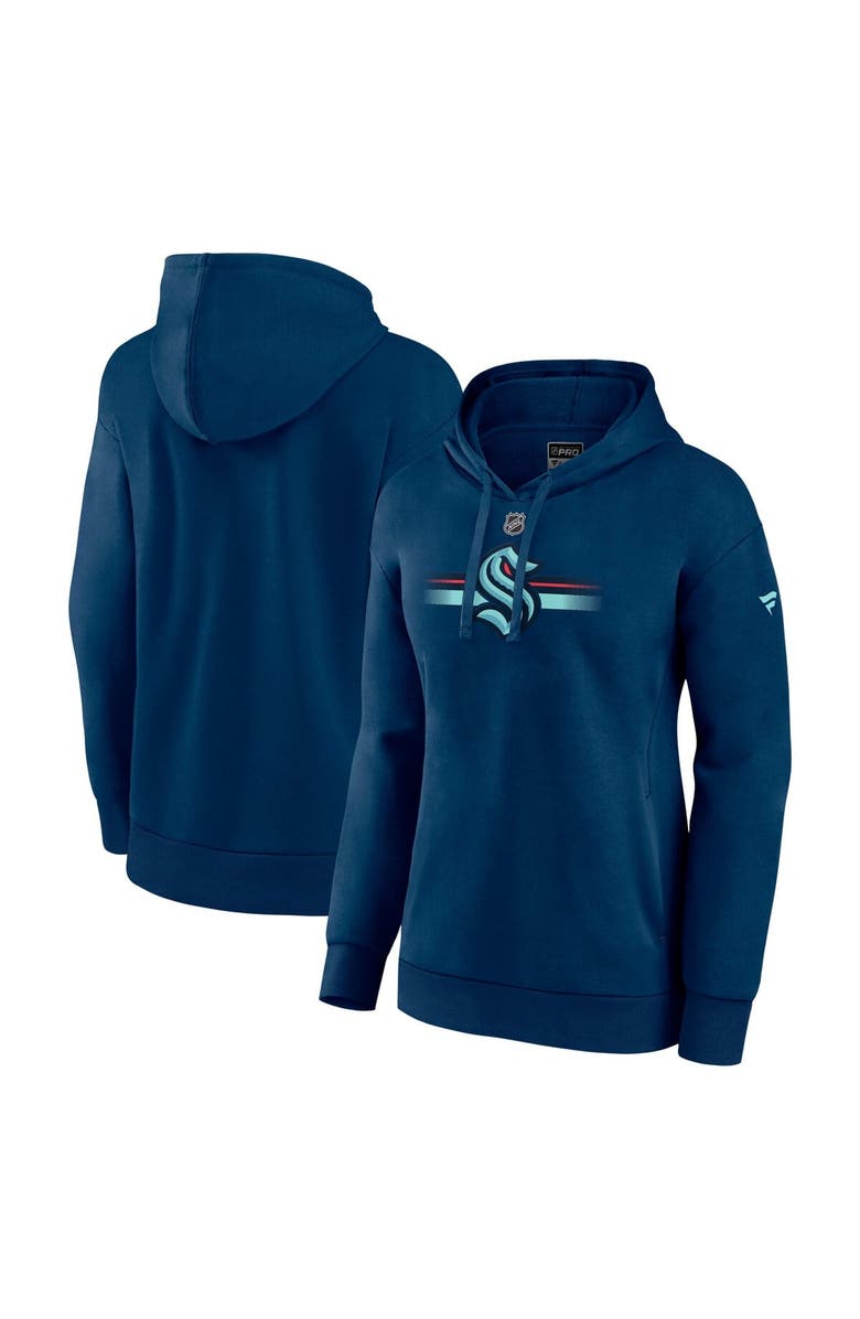 FANATICS Women's Fanatics Deep Sea Blue Seattle Kraken Authentic Pro Secondary Pullover Hoodie, Main, color, 