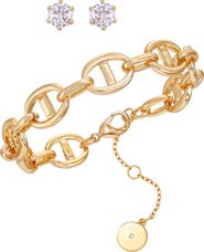 Vince Camuto Link Bracelet & Stud Earrings Set
