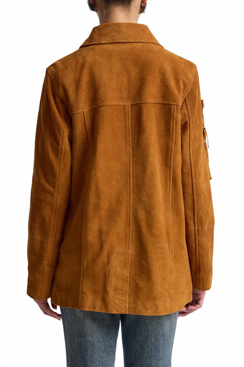 Floral Suede Shirt Jacket, Alternate, color, PUMPKIN