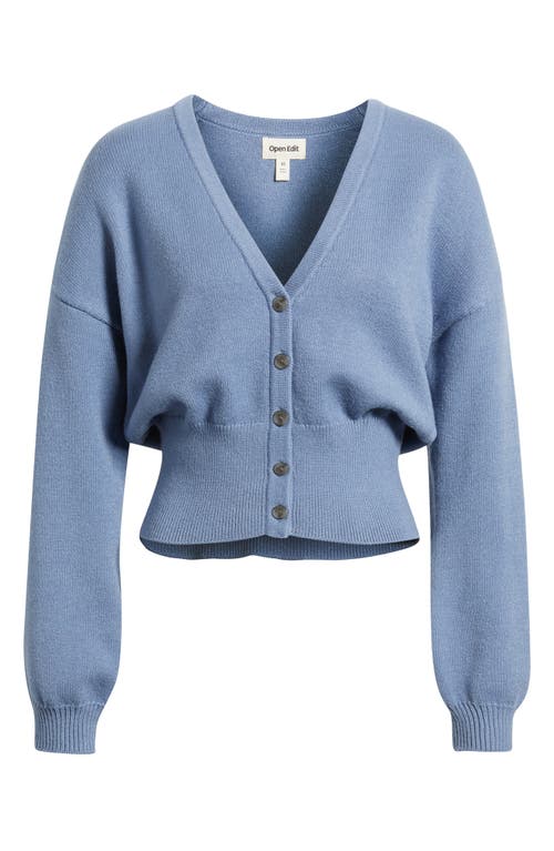 Open Edit Rib Waist Cardigan In Blue