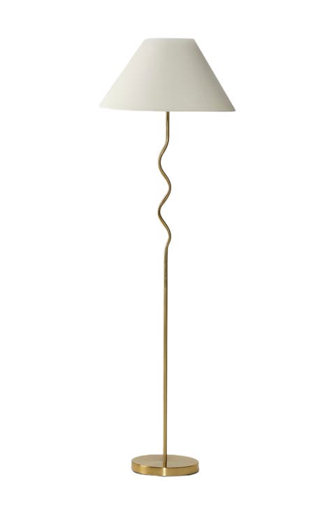 Squiggle 62" LED Modern Wavy Floor Lamp with Fabric Shade, Bulb Included