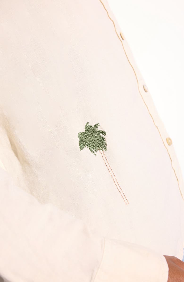 Spiritual Gangster Beaudry Embroidered Linen Blend Button-Up Shirt, Alternate, color, 