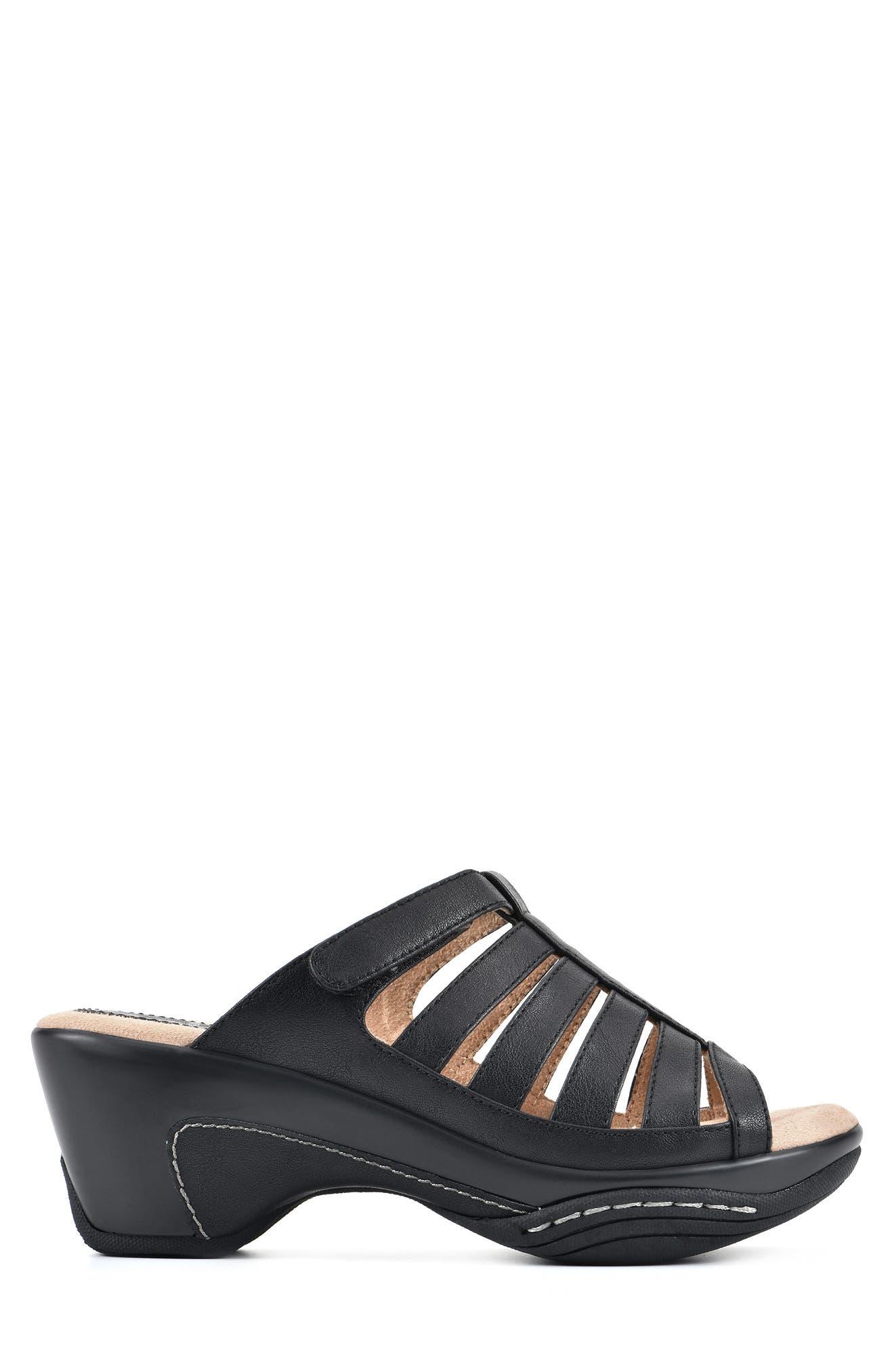 White Mountain Footwear WHITE MOUNTAIN Valencia Wedge Sandal, Alternate, color, Black/ Burn/ Smooth