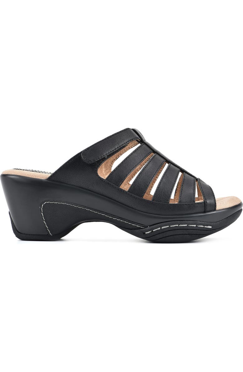 White Mountain Footwear WHITE MOUNTAIN Valencia Wedge Sandal, Alternate, color, Black/ Burn/ Smooth