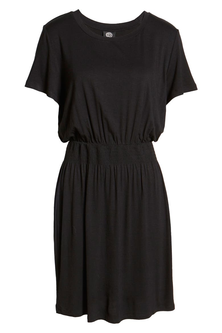 Smocked Waist Dress, Alternate, color, BLACK
