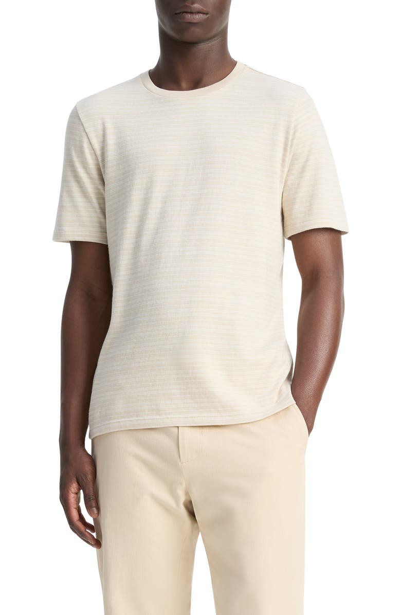 Vince Loose Fit Stripe Crewneck T-Shirt, Main, color, Coyote/ Off White