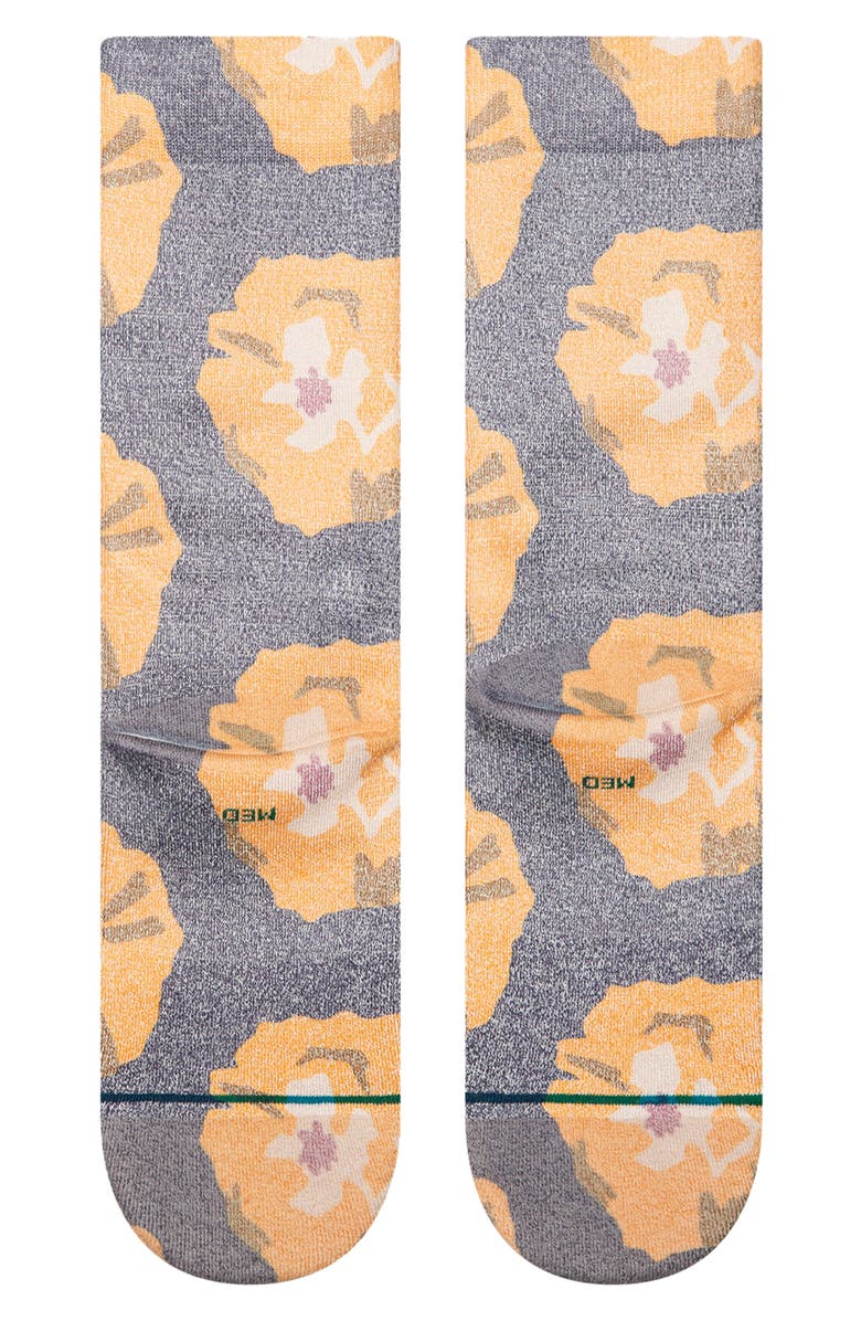 Stance Yellow Brick Poppy Print Floral Crew Socks, Alternate, color, 