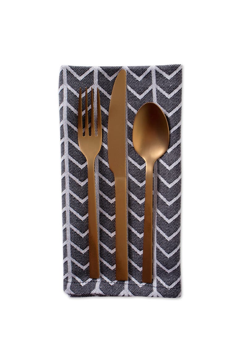 Black & White Herringbone Napkin Set/6, Alternate, color, Black/White