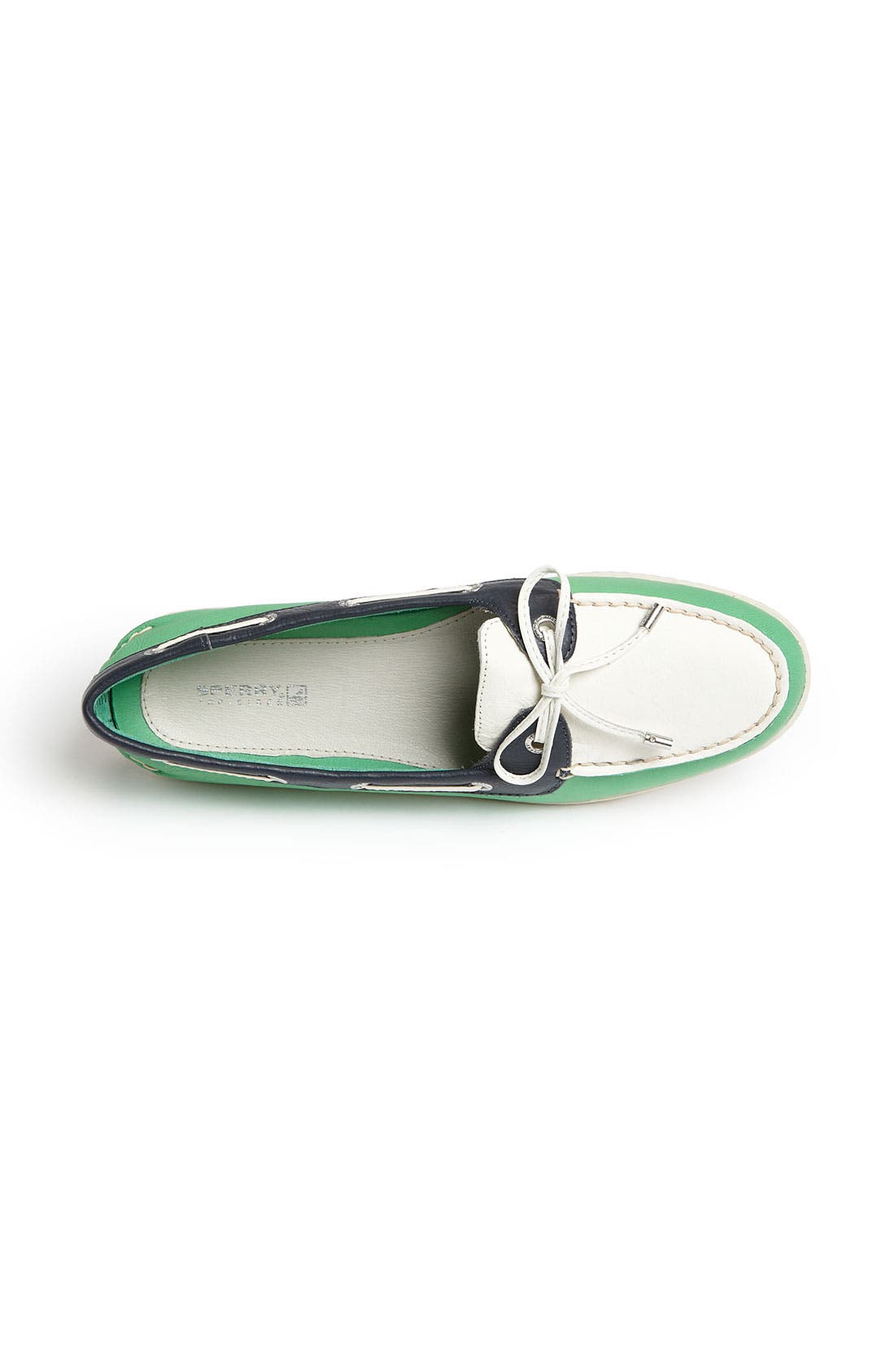 Sperry Top-Sider® 'Montauk' Leather Boat Shoe, Alternate, color, GREEN/ WHITE/ NAVY