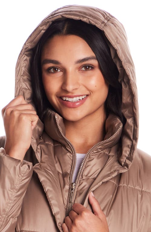 Gallery Hooded Puffer Jacket In Brown