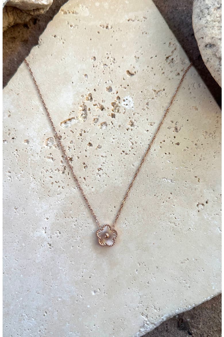 14K Rose Gold Plated Floral Pendant Necklace, Alternate, color, PINK