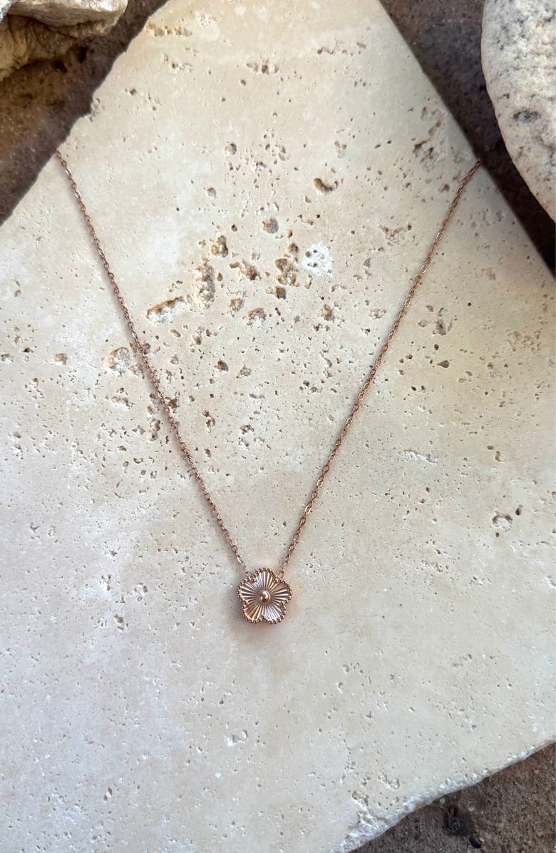 Adornia 14K Rose Gold Plated Floral Pendant Necklace, Alternate, color, Pink