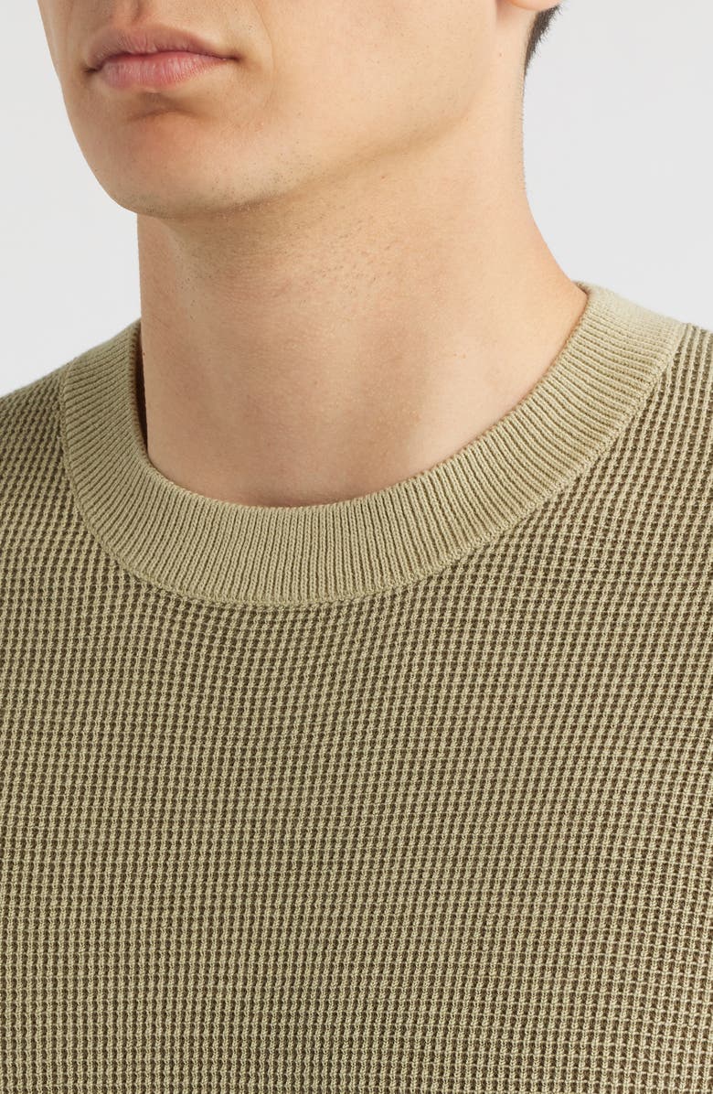 BOSS Leale Short Sleeve Cotton Crewneck Sweater, Alternate, color, Beige/ Khaki