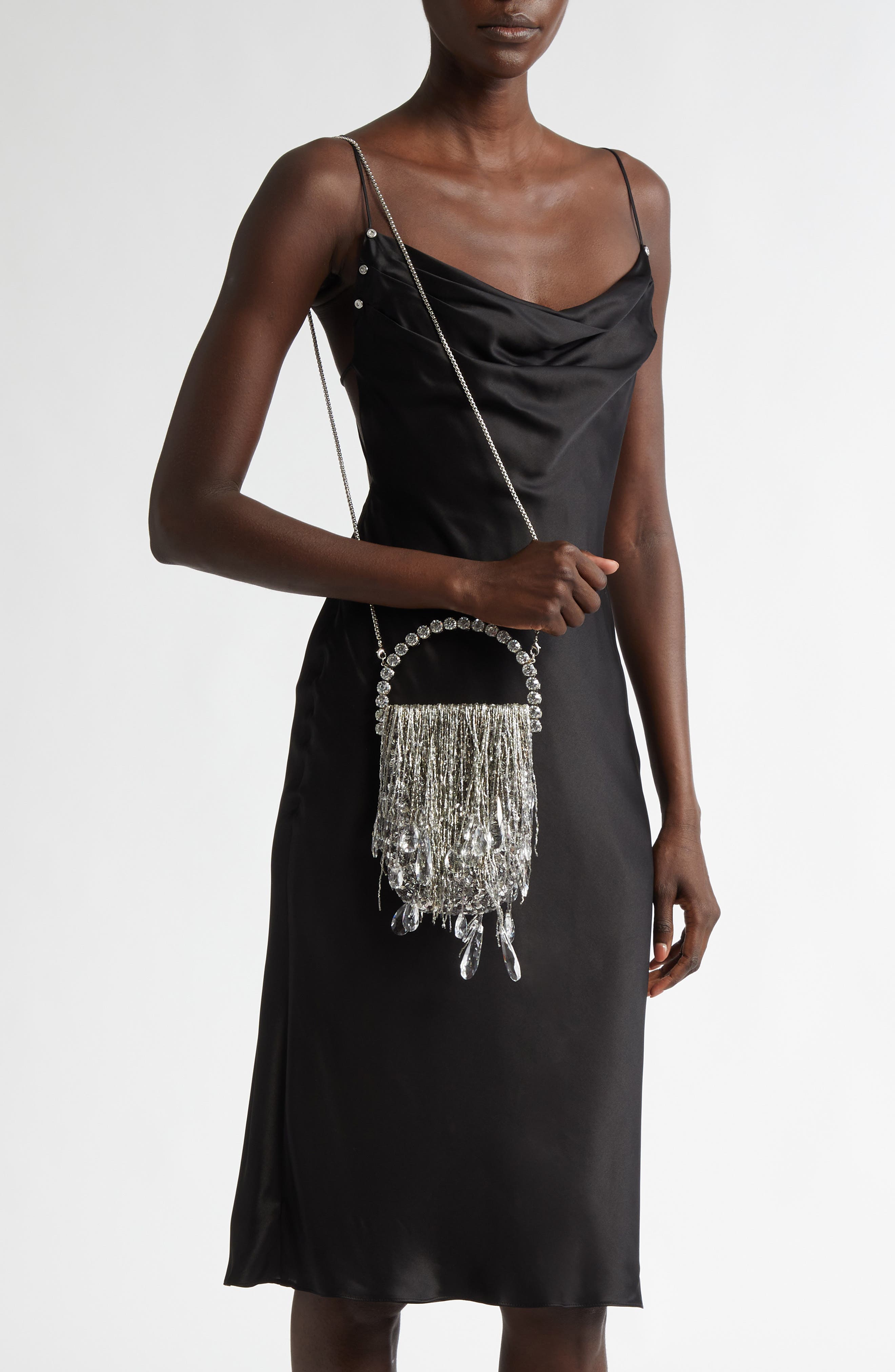L’alingi Micro Crystal Fringe Top Handle Bag, Alternate, color, 