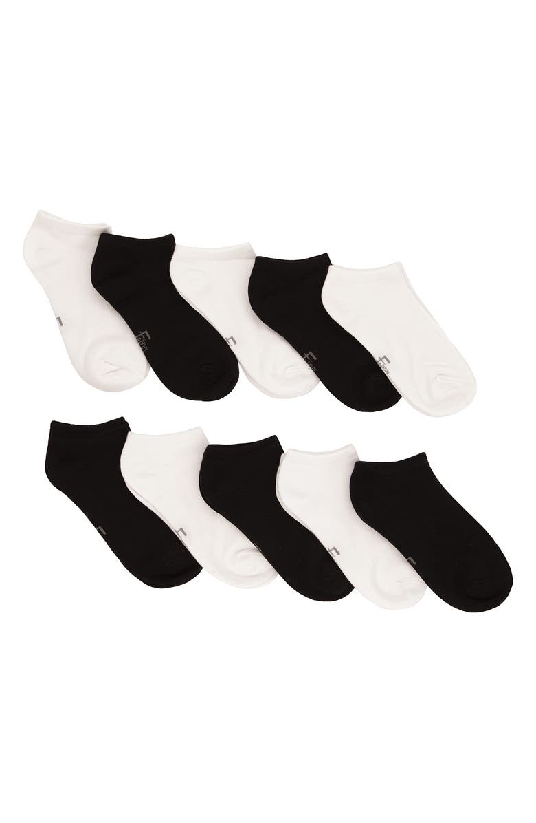 Felina Assorted 10-Pack No Show Socks, Main, color, Black/ White