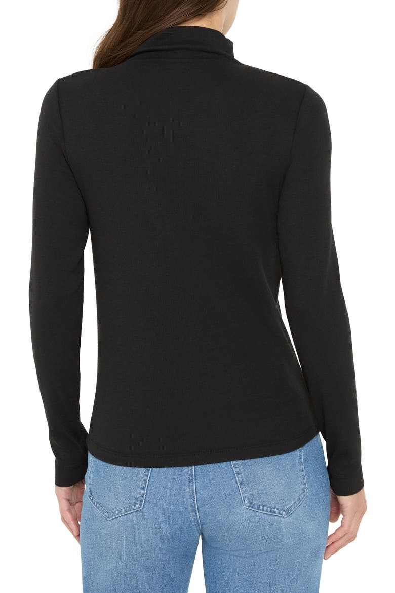 Perfect Rib Cotton Blend Funnel Neck Top, Alternate, color, BLACK ONYX
