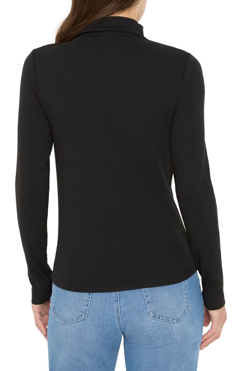 NIC+ZOE Perfect Rib Cotton Blend Funnel Neck Top, Alternate, color, Black Onyx
