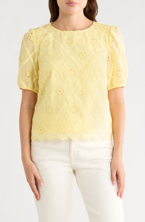 Embroidered Eyelet Short Sleeve Top