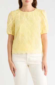 Nanette Lepore Embroidered Eyelet Short Sleeve Top