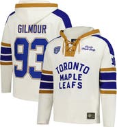 '47 Men's '47 Doug Gilmour Cream Toronto Maple Leafs Blue Line Heritage Name & Number Lace-Up Pullover Hoodie