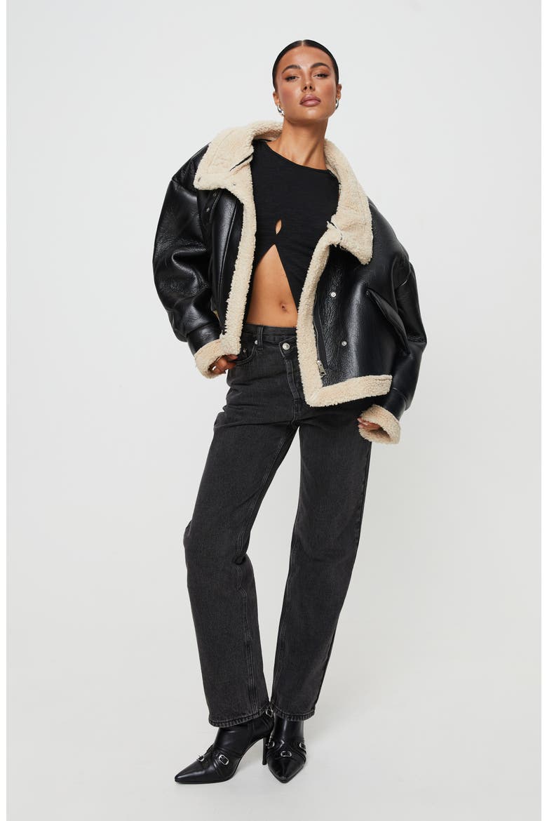 Kimmons Faux Shearling Jacket, Alternate, color, BLACK