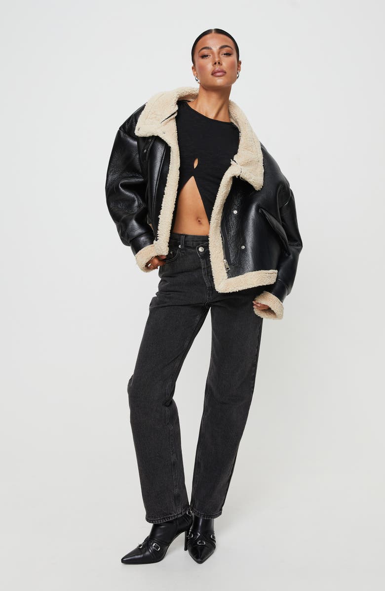 Princess Polly Kimmons Faux Shearling Jacket, Alternate, color, 