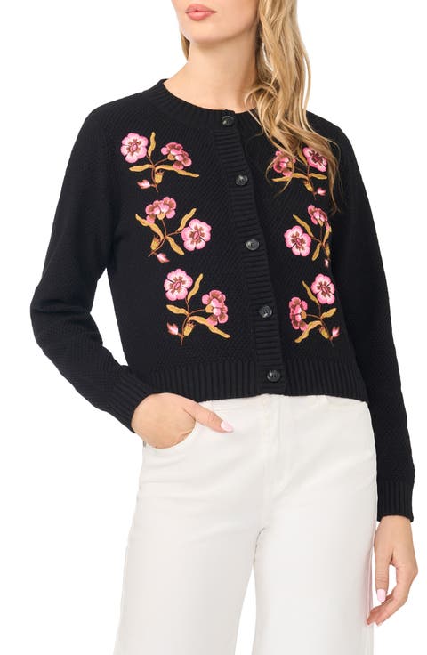 Embroidered Cotton Blend Cardigan