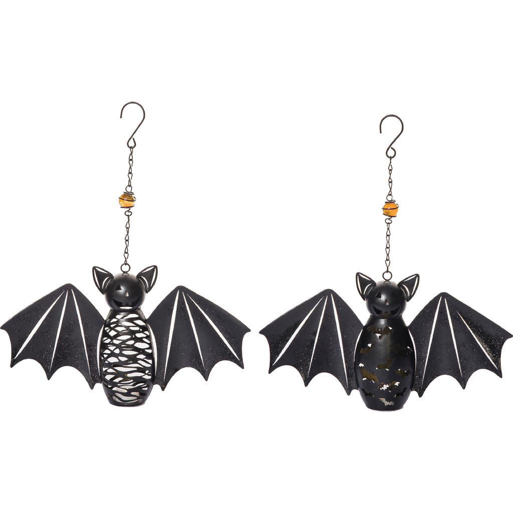 Transpac Metal Light Up Hanging Bat Decor Set Of 2 Halloween Decor In Black