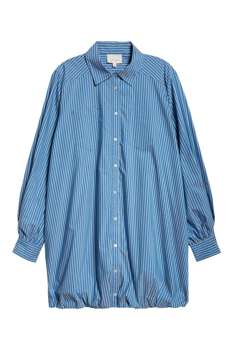 Sutton Stripe Balloon Hem Long Sleeve Shirtdress, Alternate, color, OXFORD BLUE/ CHAMOMILE