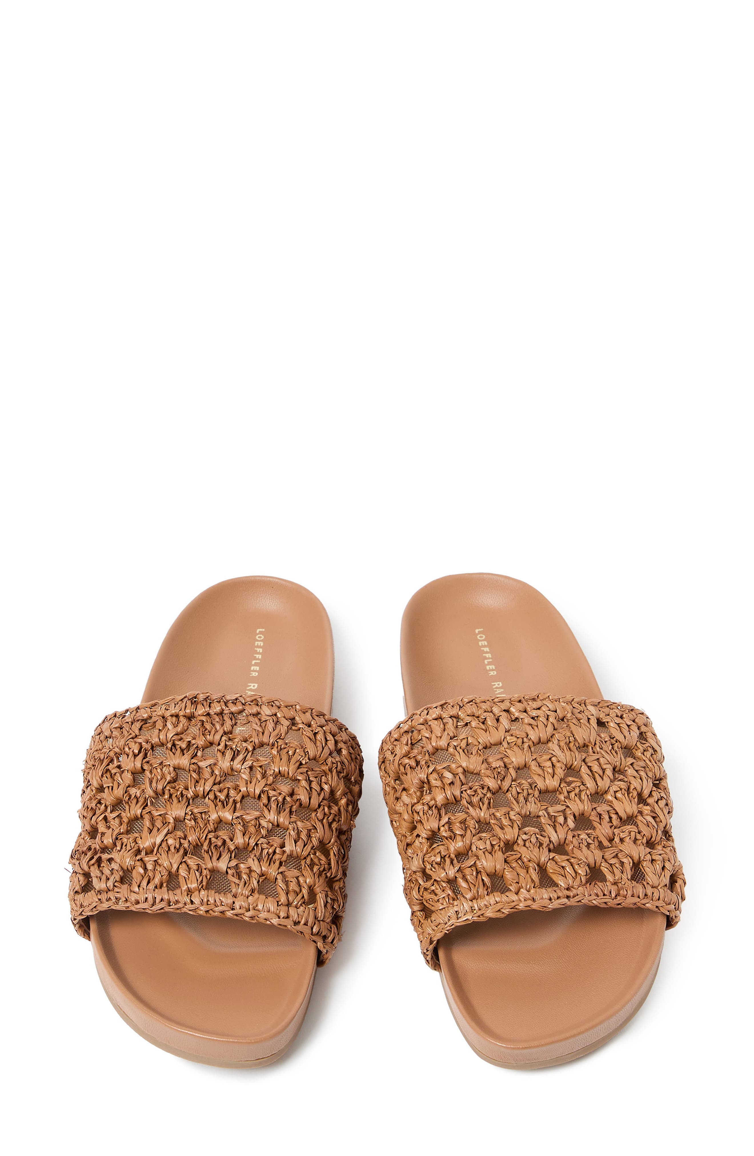 Loeffler Randall Henri Crochet Raffia Slide Sandal, Alternate, color, Brown