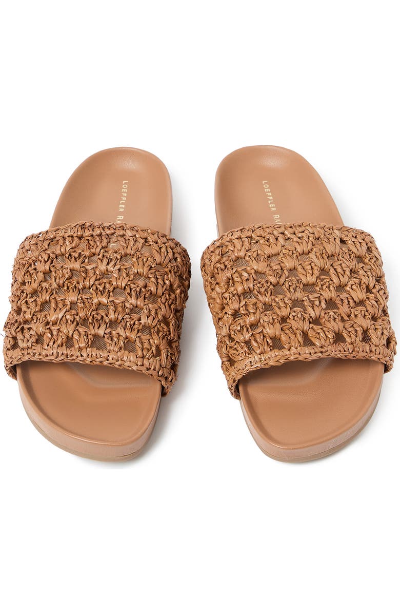 Loeffler Randall Henri Crochet Raffia Slide Sandal, Alternate, color, Brown