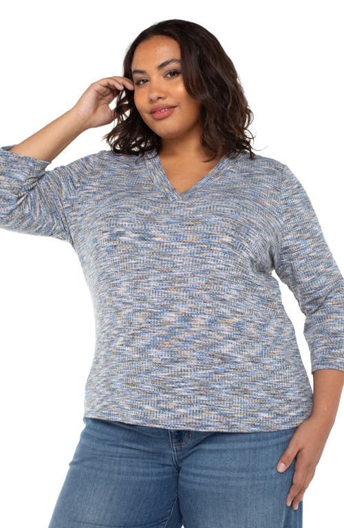 Liverpool Los Angeles Three-quarter Sleeve Knit Top In Blue