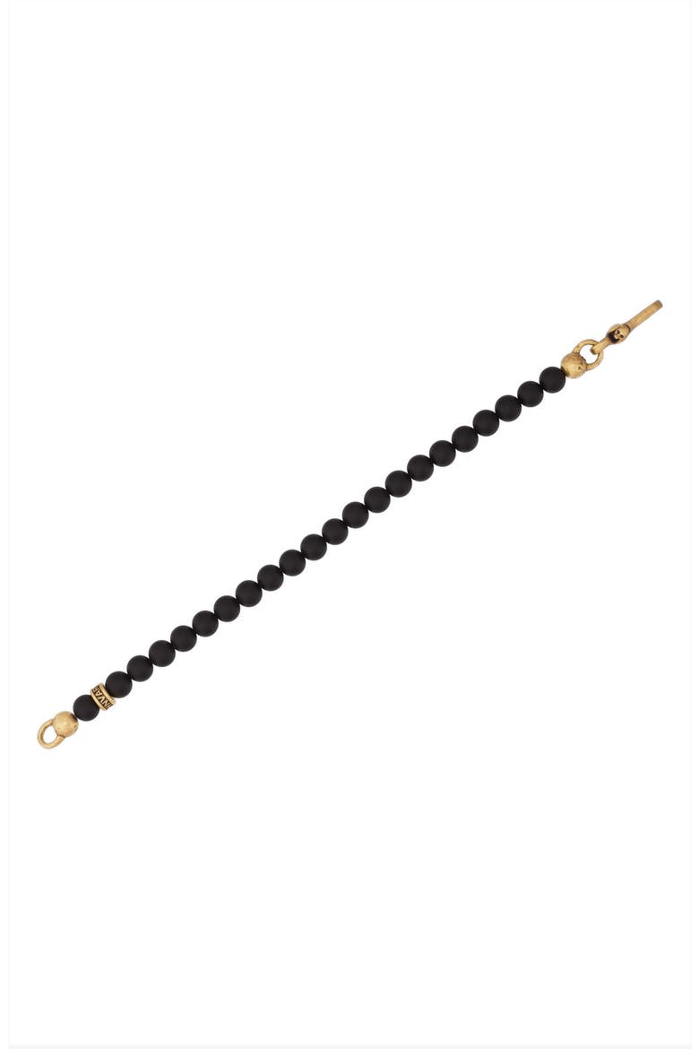 Men's Artisan Beaded Onyx & Brass Bracelet, Alternate, color, BRASS