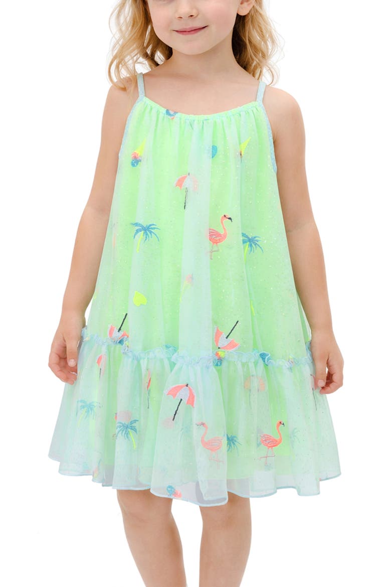 Kids' Embroidered Mesh Dress, Alternate, color, YELLOW