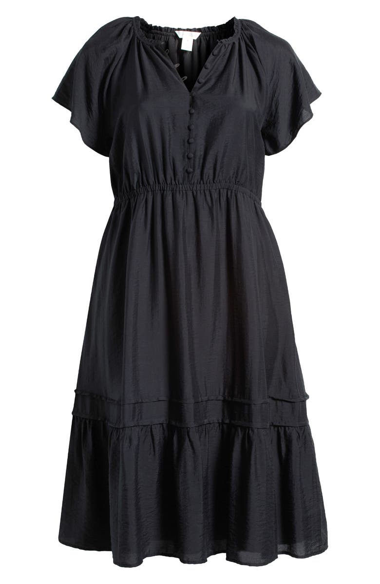 Caslon<sup>®</sup> Flutter Sleeve Tiered Dress, Alternate, color, Black