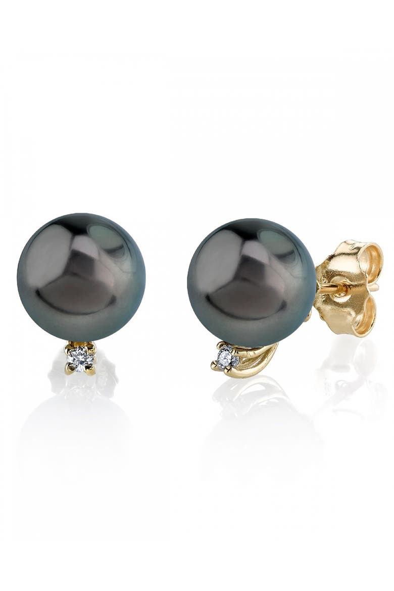 Tahitian South Sea Pearl & Diamond Sasha Earrings, Main, color, Yellow Gold