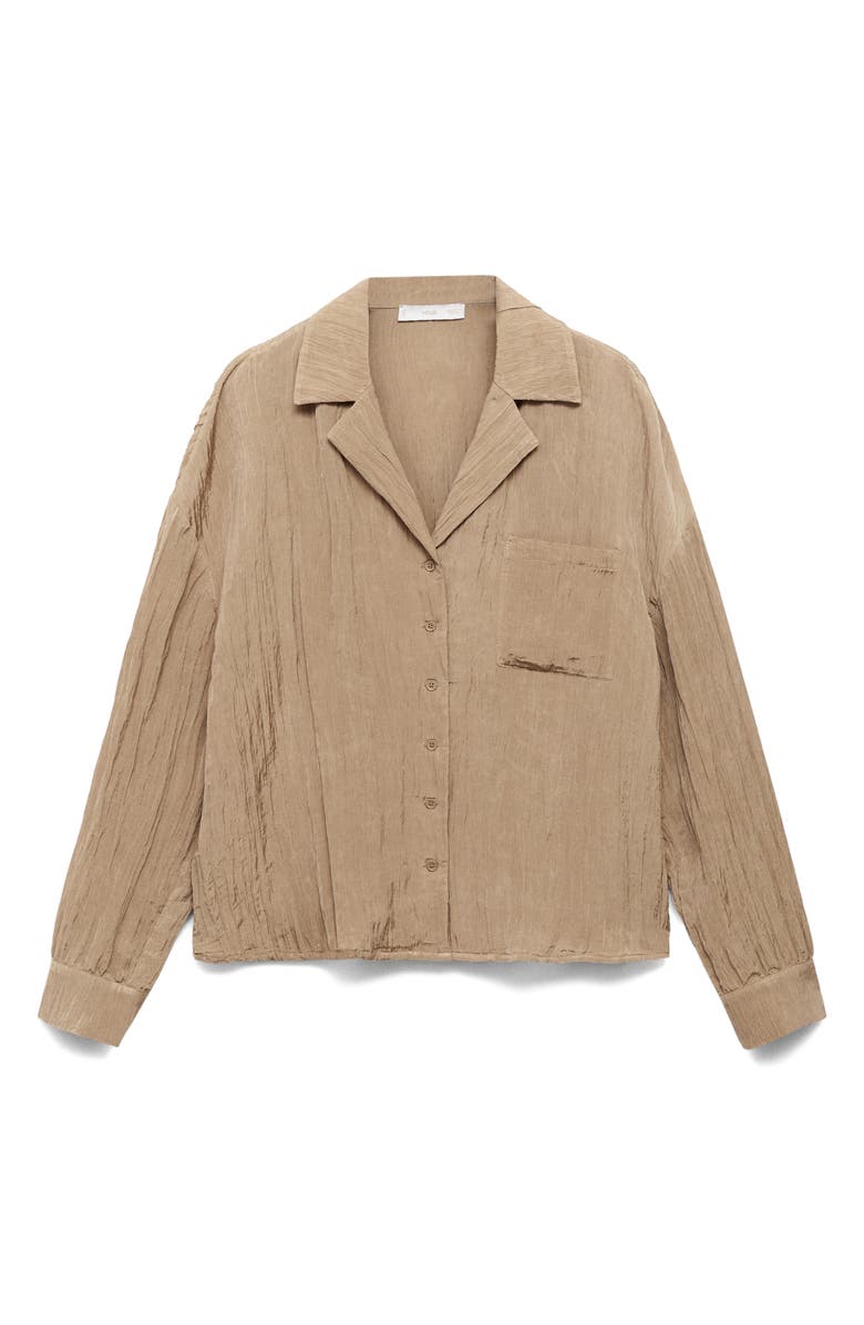 MANGO Textured Button-Up Shirt, Alternate, color, Brown