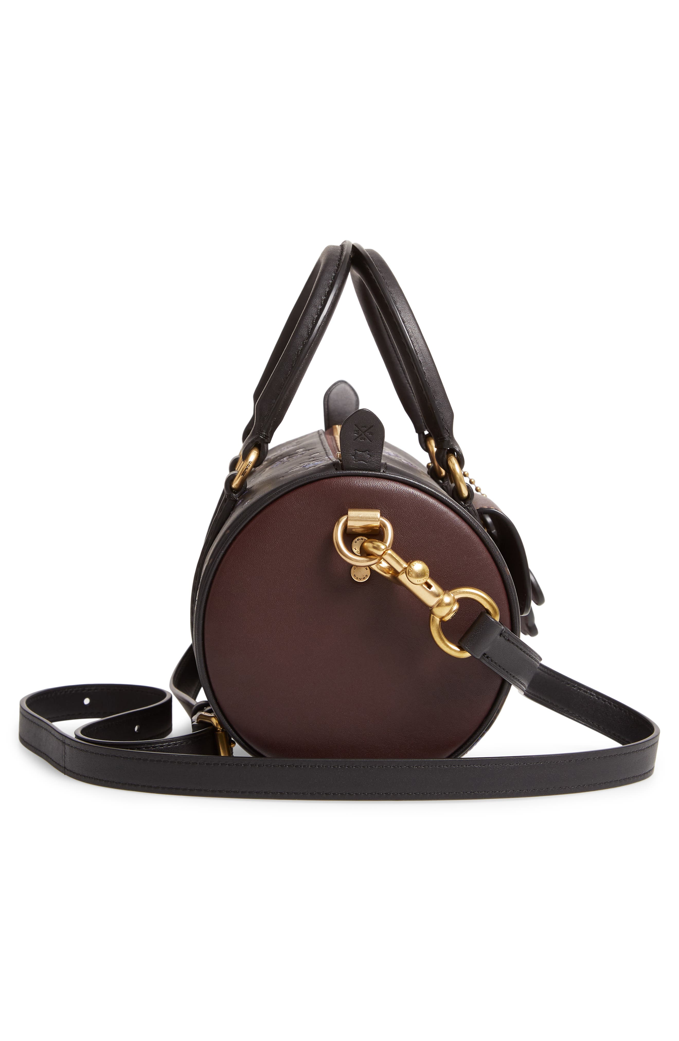 Disney x COACH Dumbo Leather Barrel Bag, Alternate, color, BLACK