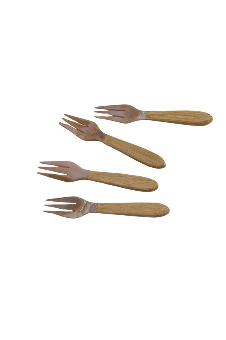 Serin Shell Cocktail Forks - Set of 4, Main, color, Pink