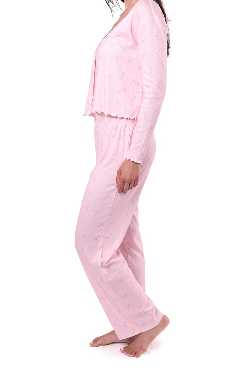 Fern 3-Piece Sparkle Pointelle Pajamas, Alternate, color, PINK