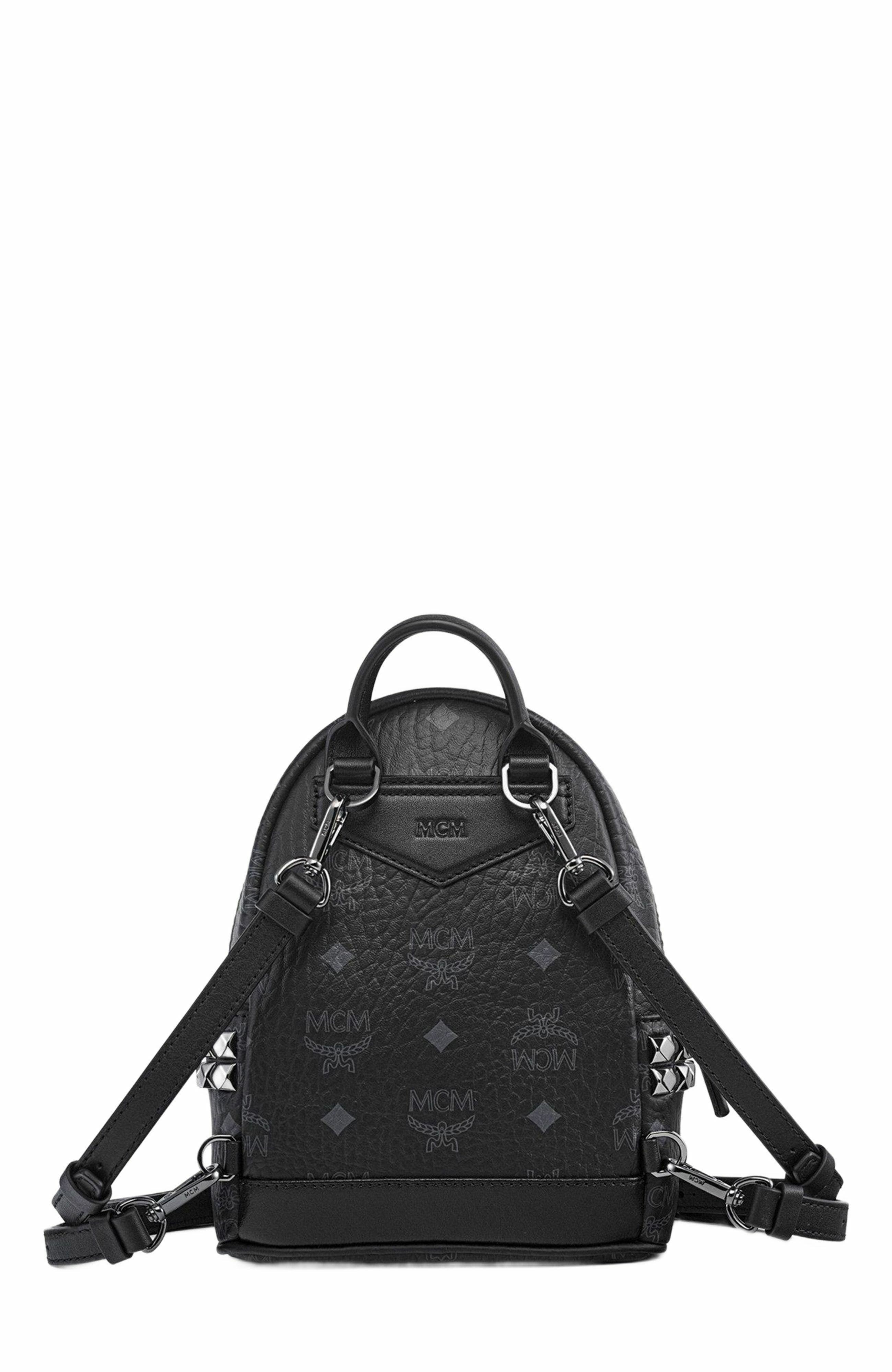 MCM Stark Bebe Boo Side Studs Backpack in Visetos, Alternate, color, 