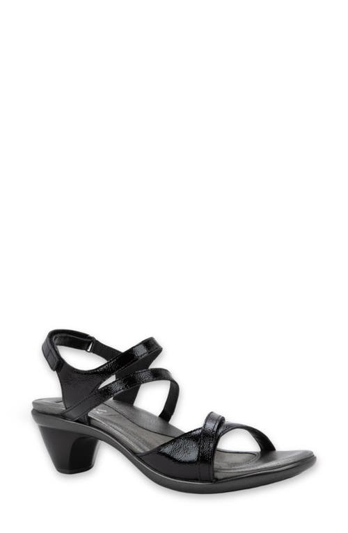 Naot Limit Slingback Sandal In Black Crinkle Patent Leather