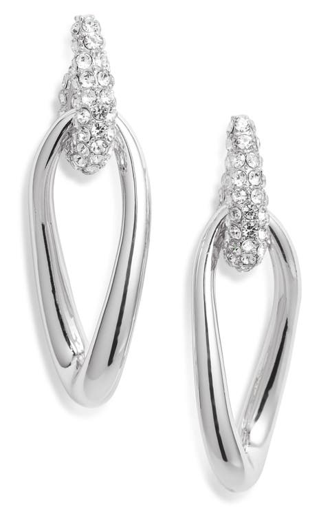 Pavé Teardrop Frontal Hoop Earrings