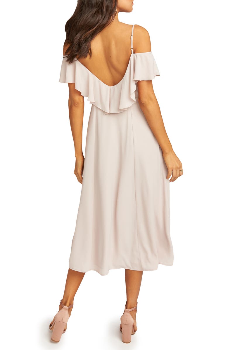 Show Me Your Mumu Camilla Ruffle Neck Midi Dress, Alternate, color,