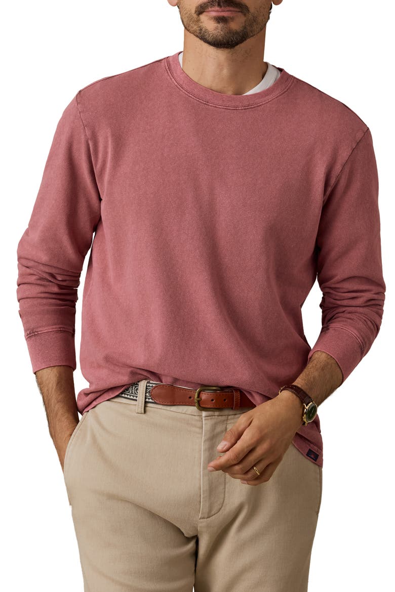 Organic Cotton Blend French Terry Long Sleeve T-Shirt, Main, color, SUNSET RED