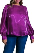 FLYING TOMATO Solid Long Sleeve Organza Top