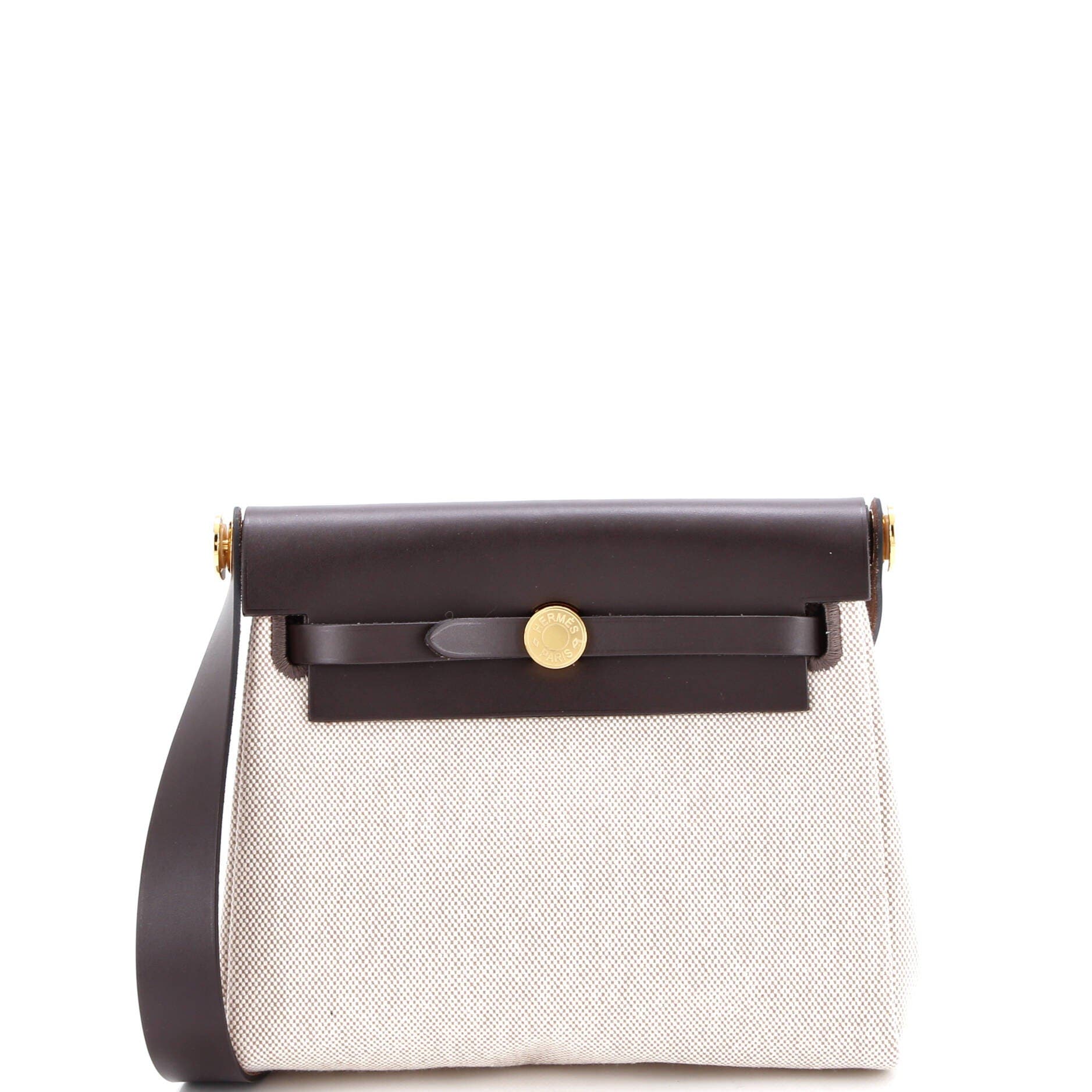 Pre-Owned Hermes Herbag Zip Toile and Leather 20, Main, color, Ecru