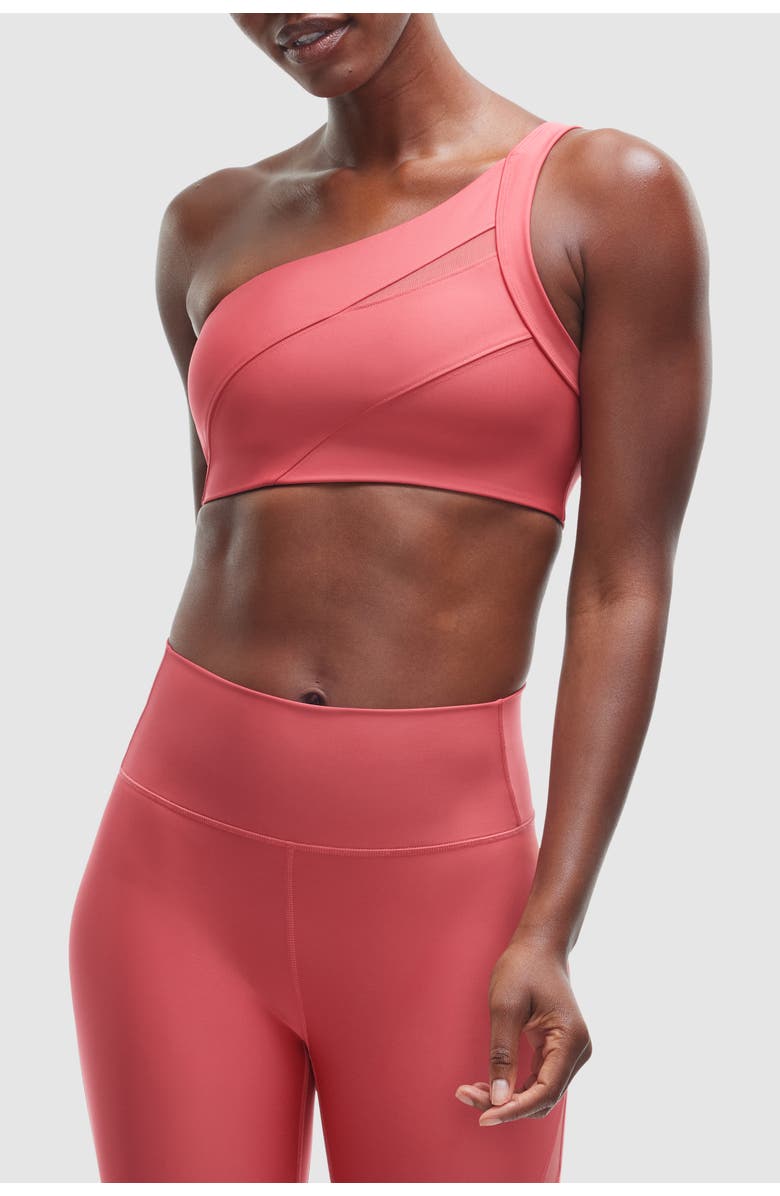 Peloton Endurance Light One Shoulder Bra, Main, color, Brick Red